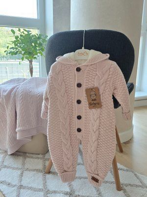 В'язаний комбінезон на утеплювачі BabyMy рожевий (68-74 см) 4059 фото