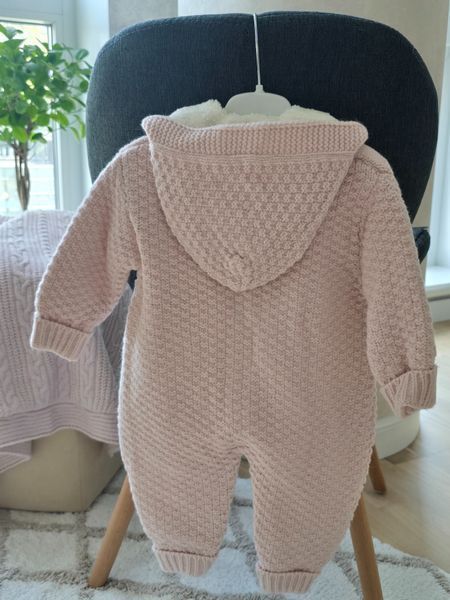 В'язаний комбінезон на утеплювачі BabyMy рожевий (68-74 см) 4059 фото