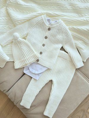 В'язаний костюм 4-ка для хлопчика BabyMy 4131 Молочний (68-74) 4131 фото