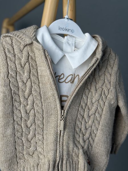 В'язаний костюм для хлопчика Leo King 9580 бежевий 9580 фото