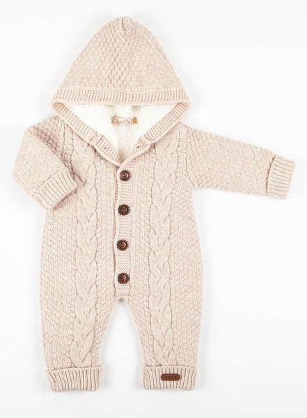 В'язаний комбінезон на утеплювачі BabyMy бежевий (74-80 см) 4059 фото