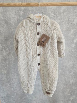 Вязаный комбинезон на утеплителе BabyMy бежевый (68-74 см) 4059 фото