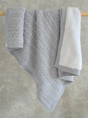 Плед бавовняний в'язаний My Baby 00205 блакитний 75х90 см 00205 фото