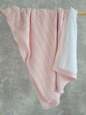 Плед бавовняний в'язаний My Baby 00205 рожевий 75х90 см 00205 фото