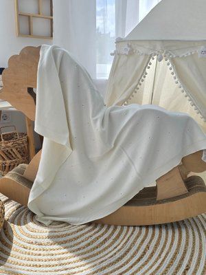 Демісезонний плед бавовняний Baby Mio 4091 білий 85х100 см 4091 фото