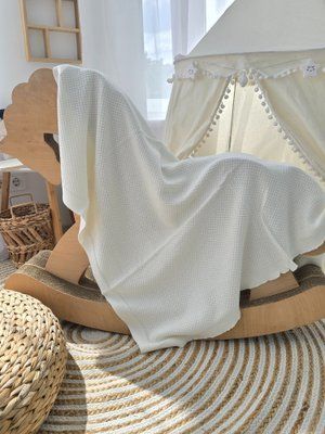 Демісезонний плед бавовняний Baby Mio 4090 білий 85х100 см 4090 фото