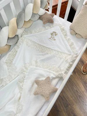 Крижма з мусліну з куточком для хрещення (золото) 00129 00129 фото
