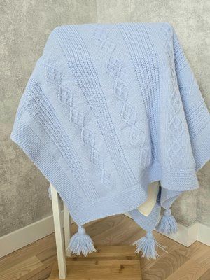 Плед в'язаний на утеплювачі BabyMy 4178 блакитний (85х95 см) 4178 фото