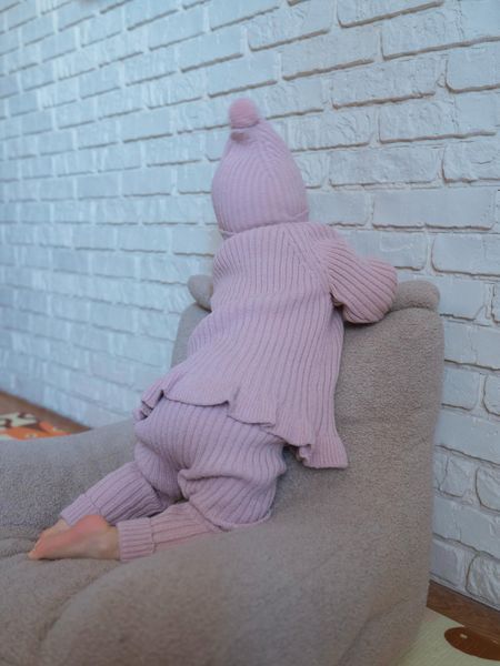 В'язаний костюм 4-ка для дівчинки BabyMy 4127 Пудра (68-74 см) 4127 фото